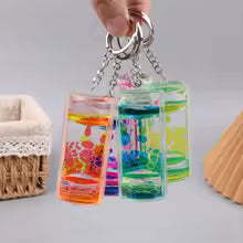 Porte-clé sablier liquide